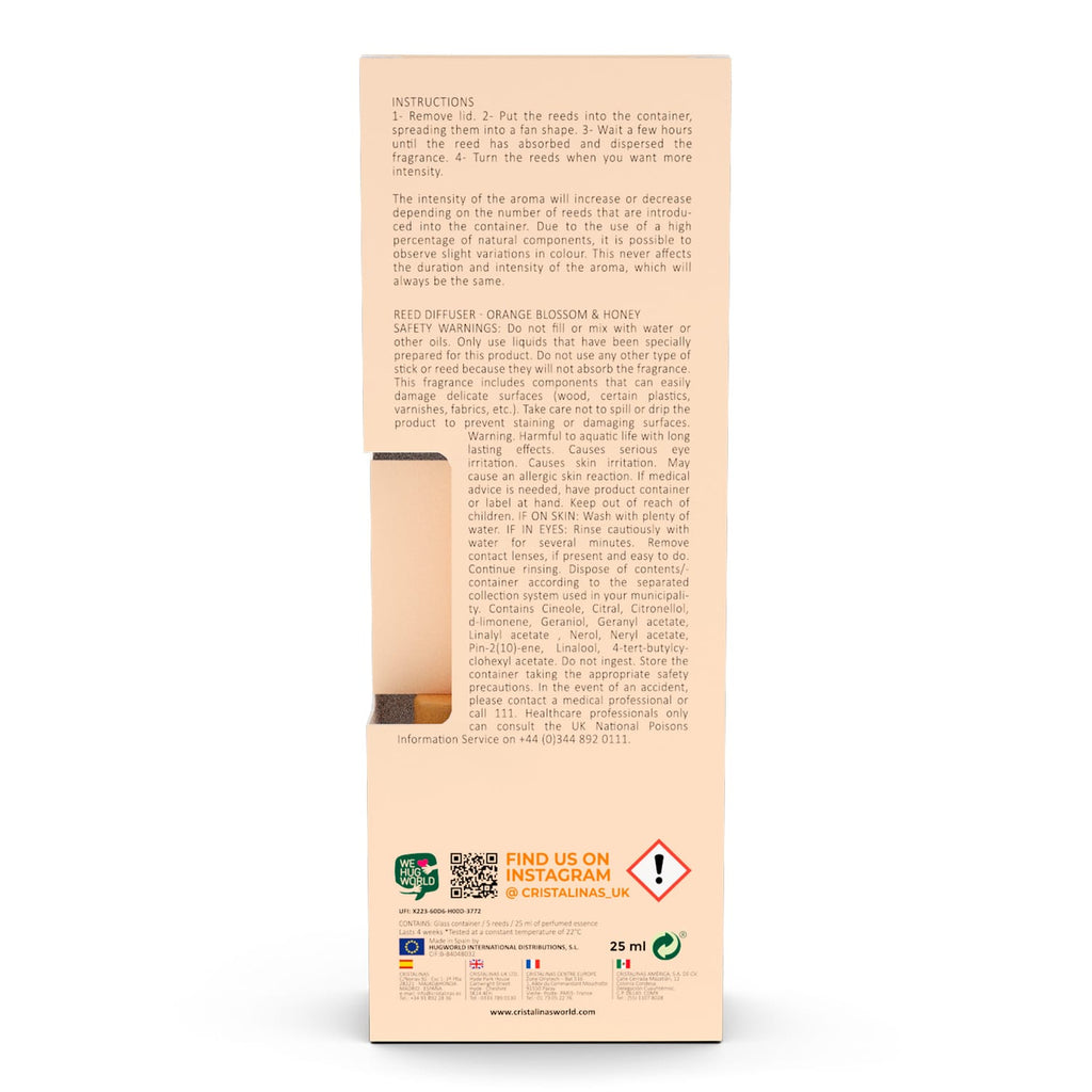 Cristalinas Reed Diffuser 25ml - Orange Blossom & Honey, product image 4