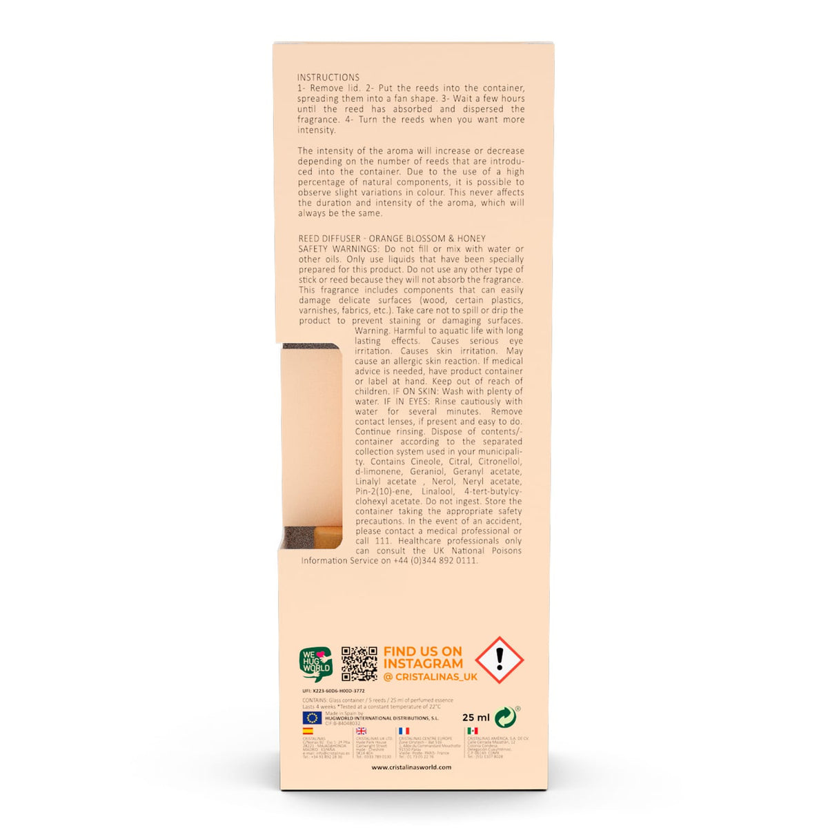 Cristalinas Reed Diffuser 25ml - Orange Blossom & Honey, product image 4