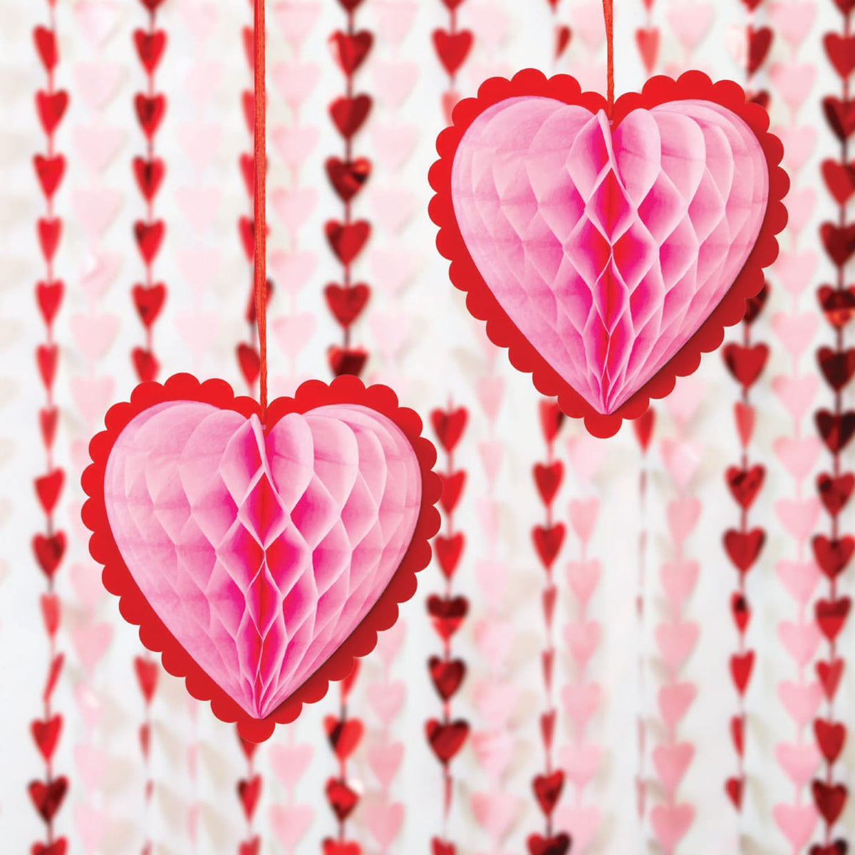 Valentines Hanging Honeycomb Paper Hearts 2 Pack, product image 2